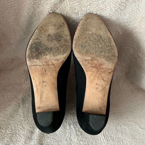 Loeffler Randall Suede Black Ankle Boots with Leather Peter Pan Collar - Picture 9 of 10